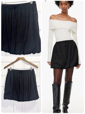 Aritzia Wilfred Bloomsbury Skirt Black High Rise Bubble Mini Skirt Size Small